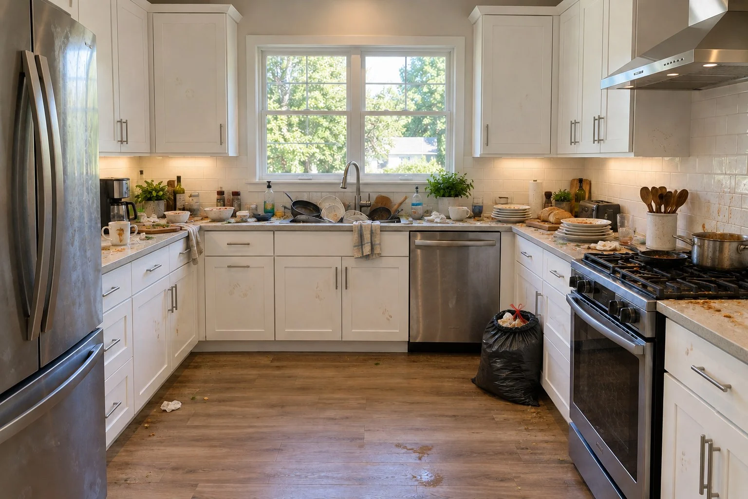 Illustrative untidy kitchen in the same position